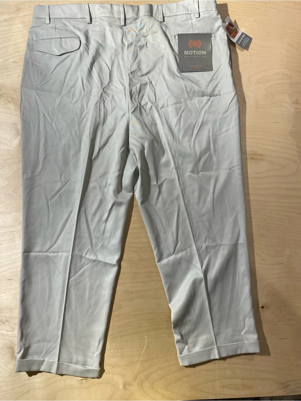 Savane Men's Motion Stretch Dress Pants - Light Gray 46 x 28 (SX)